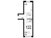 Планировка 1-комнатной квартиры, 40,9 м2
