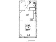 Планировка 1-комнатной квартиры, 35,6 м2
