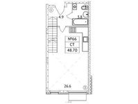Планировка квартиры студии, 48,7 м2