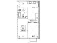 Планировка 2-комнатной квартиры, 73,3 м2