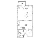 Планировка 1-комнатной квартиры, 35,3 м2