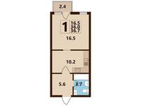 Планировка 1-комнатной квартиры, 35,99 м2