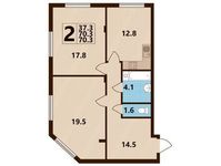 Планировка 2-комнатной квартиры, 59,84 м2