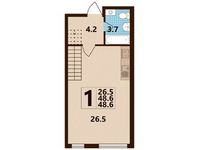 Планировка квартиры студии, 48,07 м2