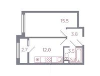 Планировка 1-комнатной квартиры, 36,2 м2