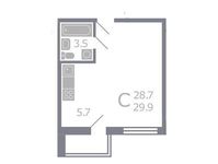 Планировка квартиры студии, 29,9 м2