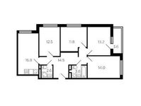 Планировка 4-комнатной квартиры, 92,6 м2