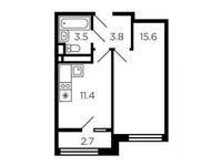 Планировка 1-комнатной квартиры, 35,7 м2