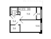 Планировка 1-комнатной квартиры, 38,7 м2