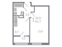 Планировка 1-комнатной квартиры, 40,7 м2
