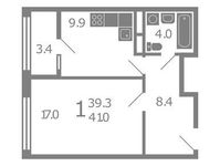 Планировка 1-комнатной квартиры, 41 м2