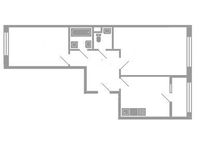 Планировка 2-комнатной квартиры, 65,3 м2