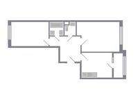 Планировка 2-комнатной квартиры, 63,3 м2