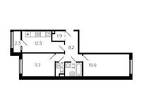 Планировка 2-комнатной квартиры, 56,1 м2