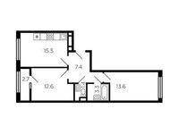 Планировка 2-комнатной квартиры, 55,2 м2