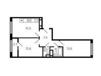 Планировка 2-комнатной квартиры, 54,7 м2