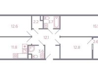 Планировка 3-комнатной квартиры, 75,2 м2