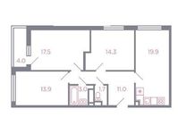 Планировка 3-комнатной квартиры, 85,3 м2