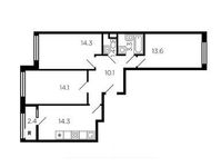 Планировка 3-комнатной квартиры, 72,3 м2