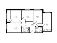 Планировка 4-комнатной квартиры, 94,5 м2