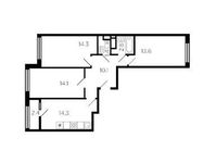 Планировка 3-комнатной квартиры, 71,8 м2