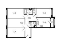 Планировка 4-комнатной квартиры, 95,4 м2