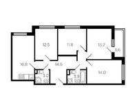 Планировка 4-комнатной квартиры, 93,3 м2