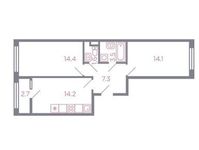 Планировка 2-комнатной квартиры, 56 м2
