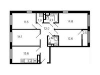 Планировка 4-комнатной квартиры, 89 м2