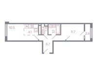 Планировка 2-комнатной квартиры, 38,7 м2