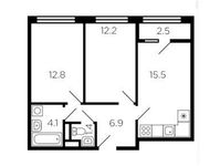 Планировка 2-комнатной квартиры, 54,2 м2