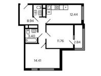 Планировка 2-комнатной квартиры, 55 м2
