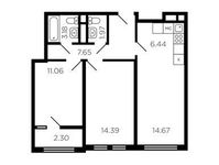 Планировка 3-комнатной квартиры, 61 м2