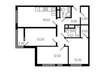 Планировка 3-комнатной квартиры, 78 м2