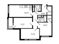 Планировка 3-комнатной квартиры, 75 м2