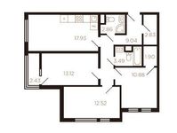 Планировка 3-комнатной квартиры, 77 м2