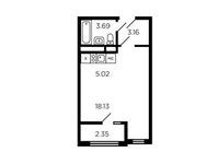 Планировка 1-комнатной квартиры, 32 м2