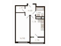 Планировка 1-комнатной квартиры, 41 м2