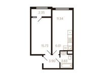 Планировка 2-комнатной квартиры, 42 м2