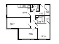Планировка 3-комнатной квартиры, 79 м2