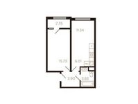 Планировка 2-комнатной квартиры, 43 м2