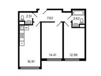 Планировка 2-комнатной квартиры, 58 м2