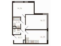 Планировка 2-комнатной квартиры, 59 м2