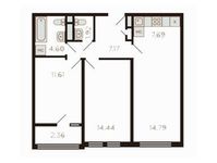 Планировка 3-комнатной квартиры, 64 м2