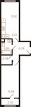 Планировка 2-комнатной квартиры, 45,6 м2