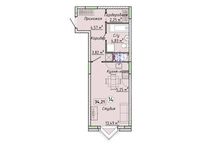 Планировка квартиры студии, 34,21 м2