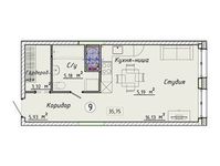 Планировка квартиры студии, 35,75 м2