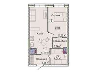 Планировка 1-комнатной квартиры, 40,18 м2