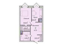 Планировка 1-комнатной квартиры, 40,73 м2