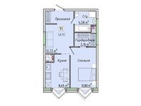 Планировка 1-комнатной квартиры, 40,74 м2